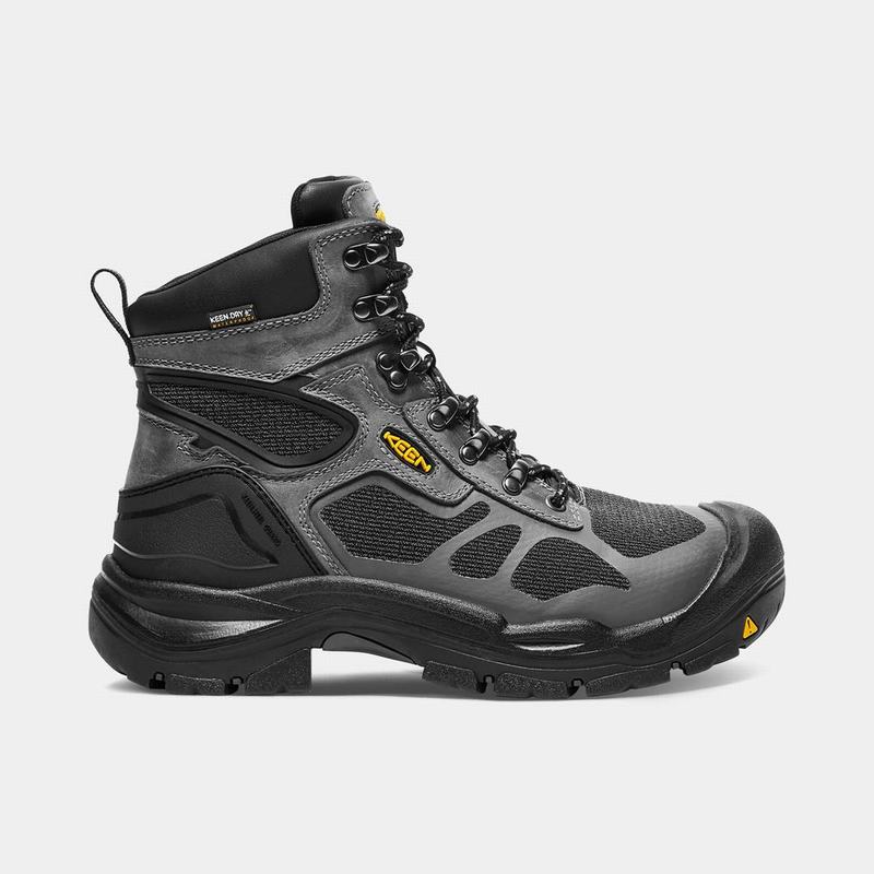 Keen Concord 6" Waterproof Steel Toe Mens Work Boots Grey/Black Discount (3695-BRQZM)